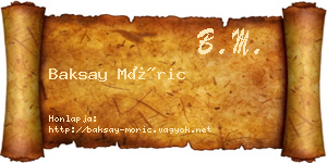 Baksay Móric névjegykártya